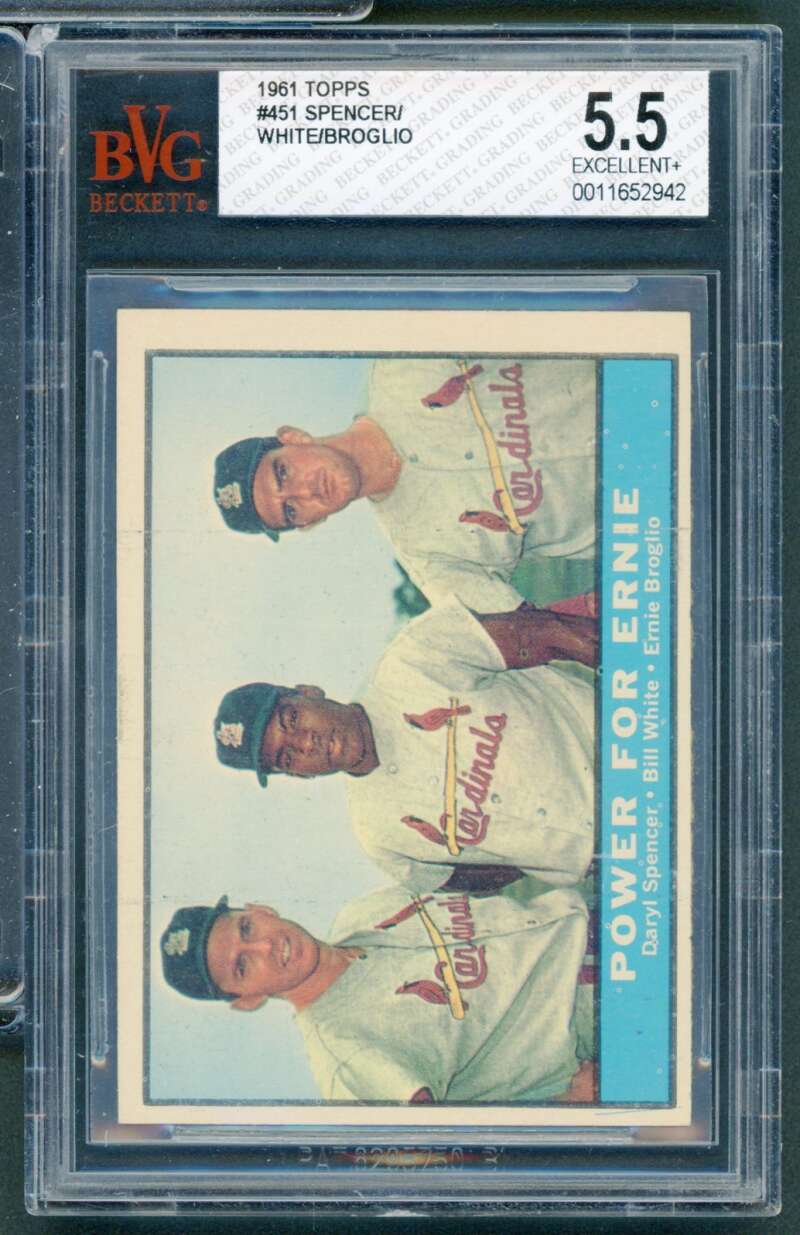 Spencer/White/Broglio Card 1961 Topps #451 BGS BVG 5.5 Image 1