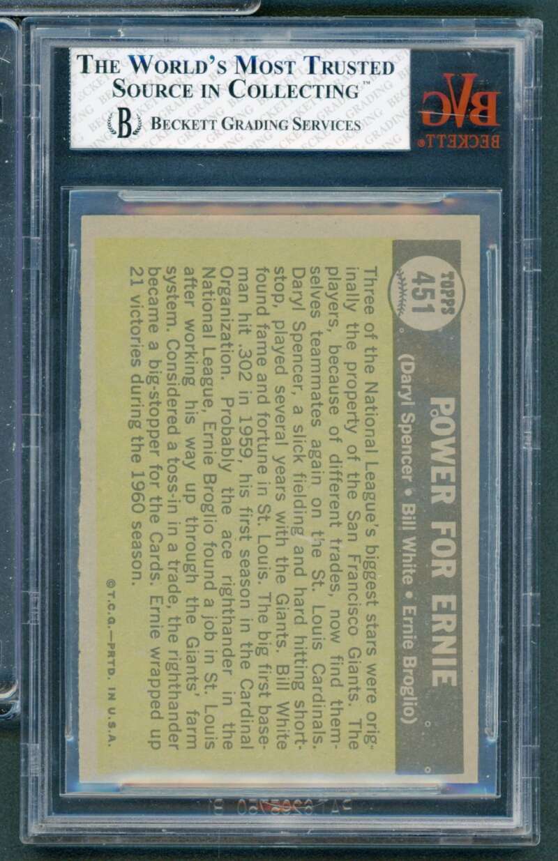 Spencer/White/Broglio Card 1961 Topps #451 BGS BVG 5.5 Image 2