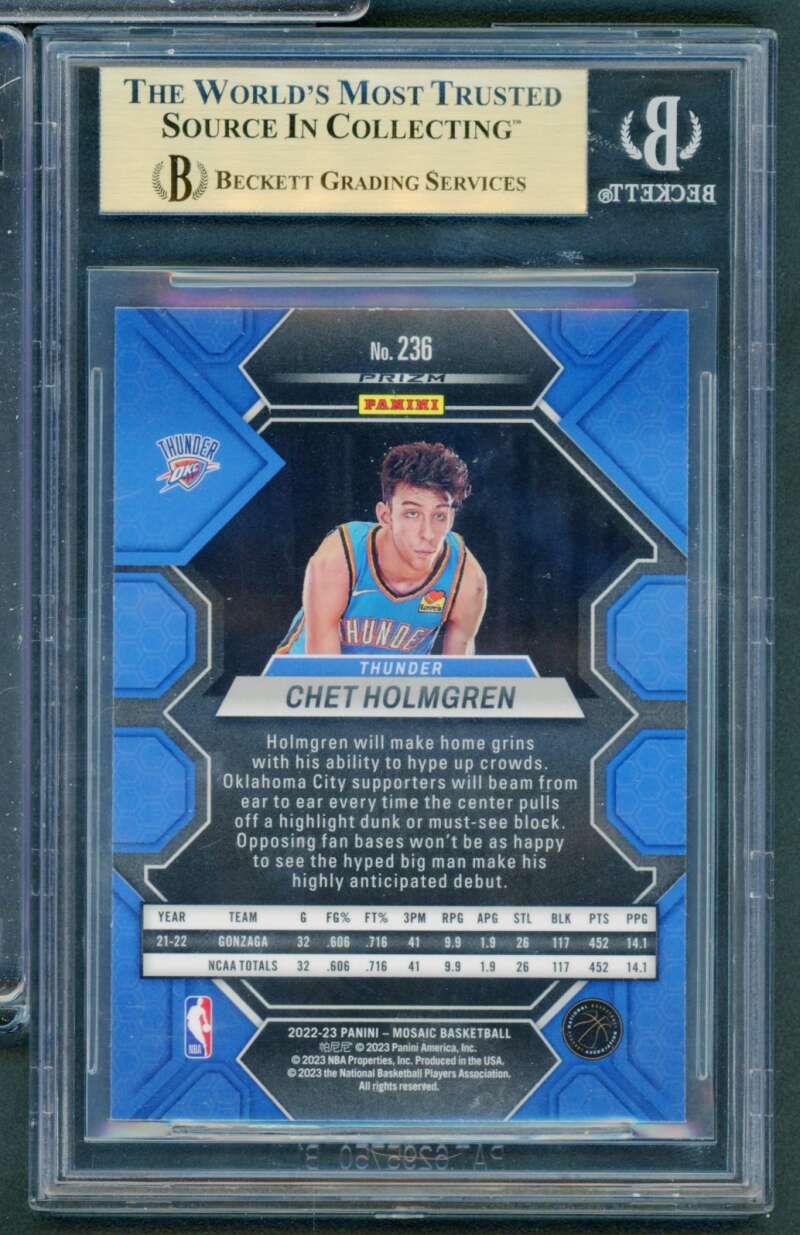 Chet Holmgren Rookie 2022-23 Panini Mosaic Mosaic Genesis (pop 1) #236 BGS 9.5 Image 2