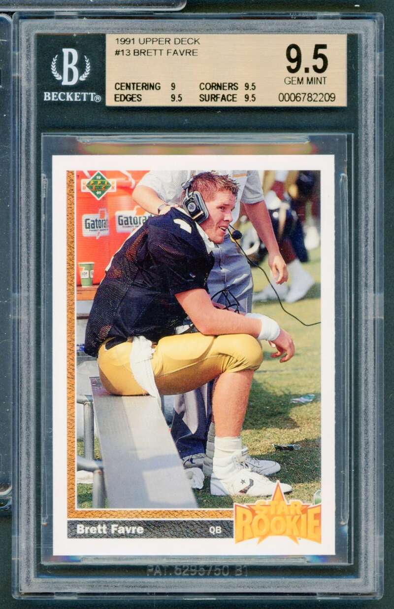 Brett Favre Rookie Card 1991 Upper Deck #13 BGS 9.5 Image 1