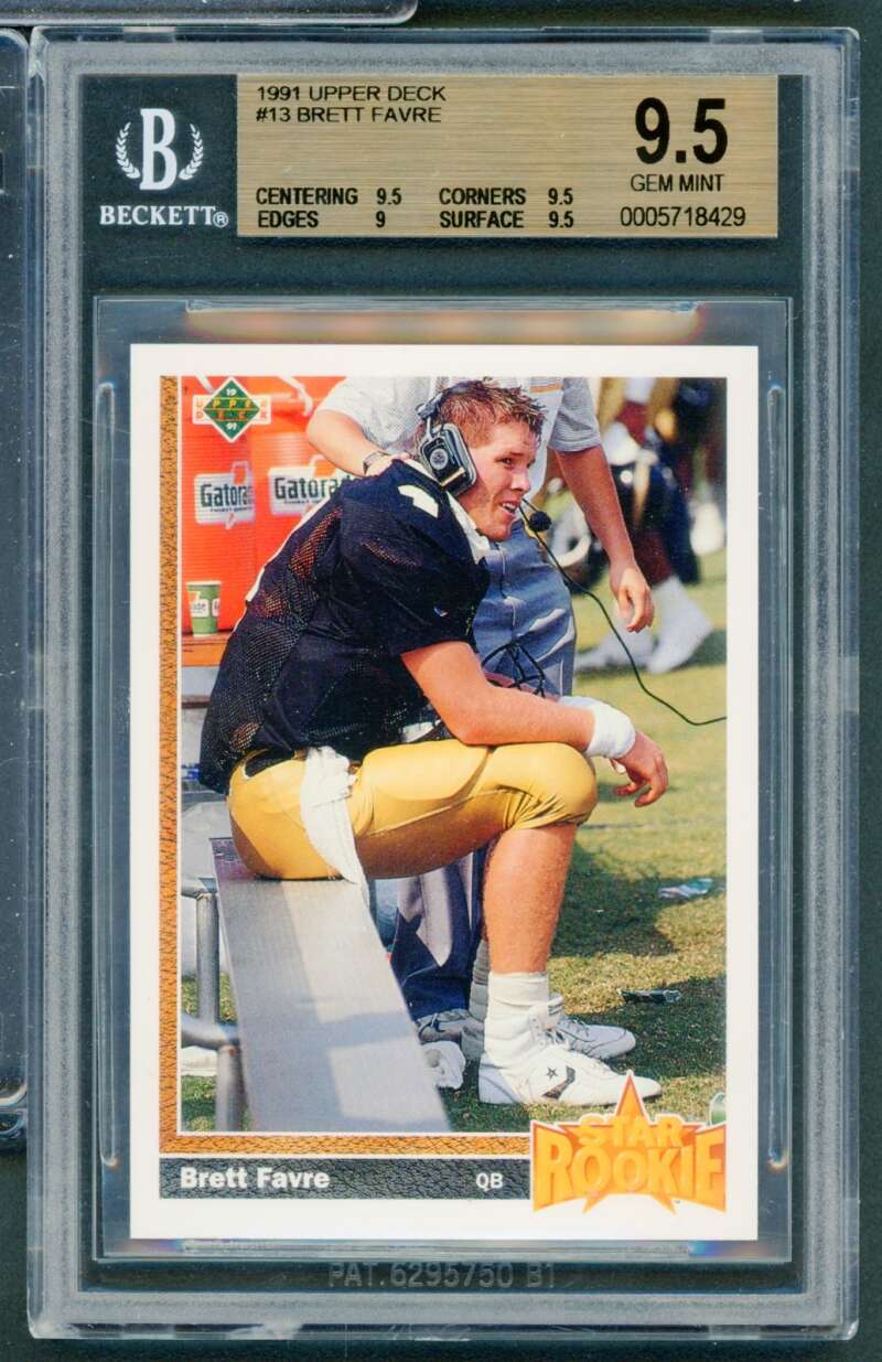 Brett Favre Rookie Card 1991 Upper Deck #13 BGS 9.5 Image 1