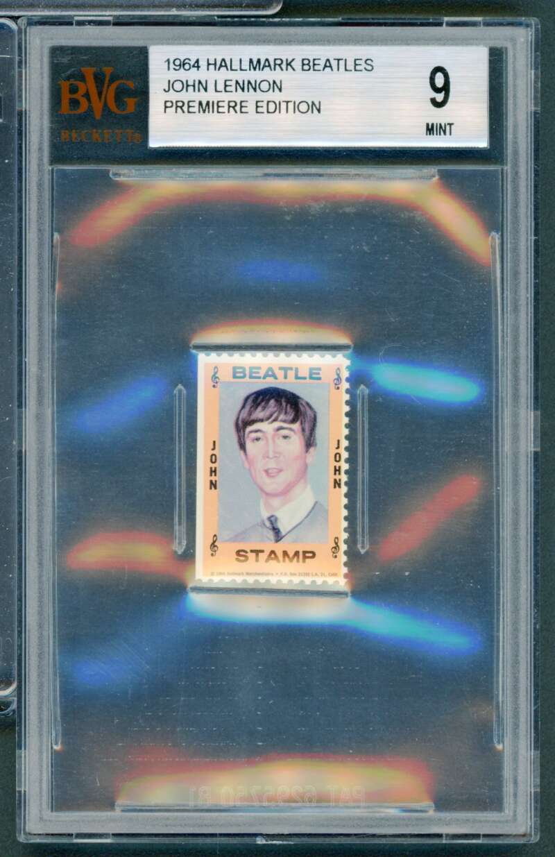 John Lennon Card 1964 Hallmark Beatles Premiere Edition #nno BGS BVG 9 Image 1