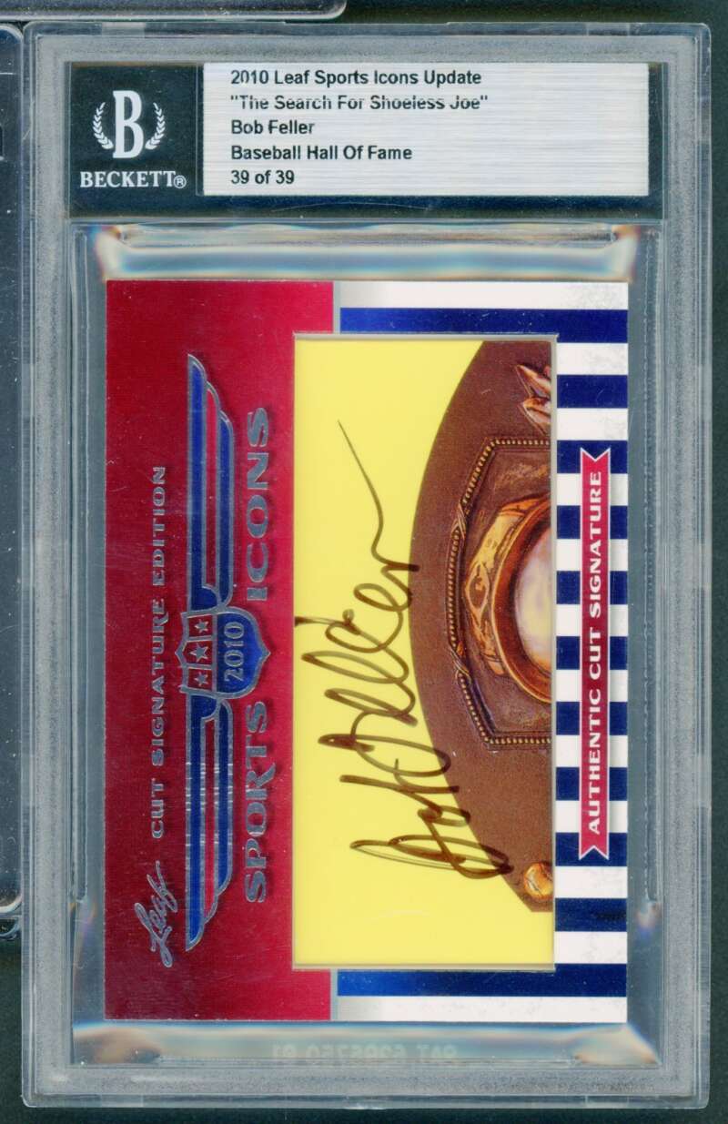 Bob Feller Card 2010 Leaf Sports Icons Update Signature #NNO BGS Authentic Image 1
