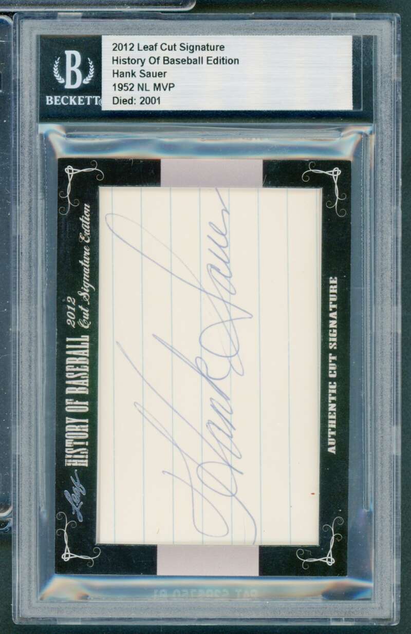 Hank Sauer 2012 Leaf Cut Signature History Of Baseball Edition #NNO BGS Image 1