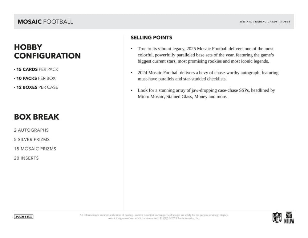 2025 Panini Mosaic Football Hobby Box Image 6