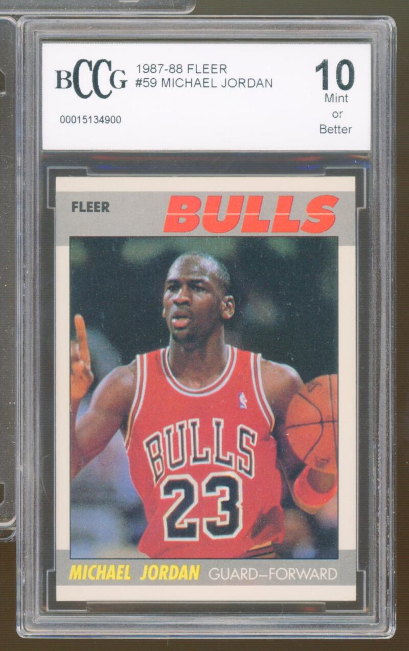 1987-88 Fleer #59 Michael Jordan 2nd Year Card BGS BCCG 10 Mint+ Image 1