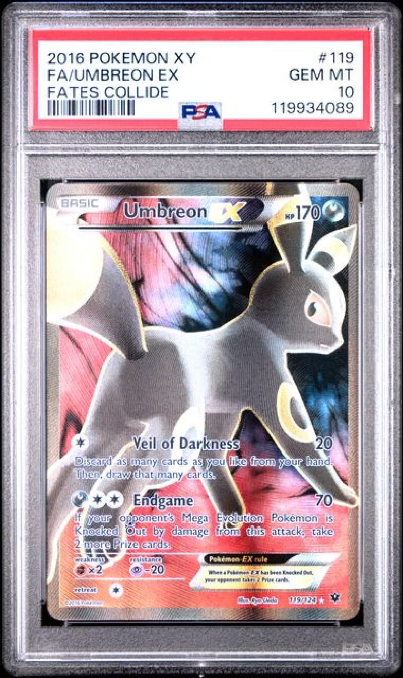 FA/Umbreon EX Card 2016 Pokemon XY Fates Collide #119 PSA 10 Image 1
