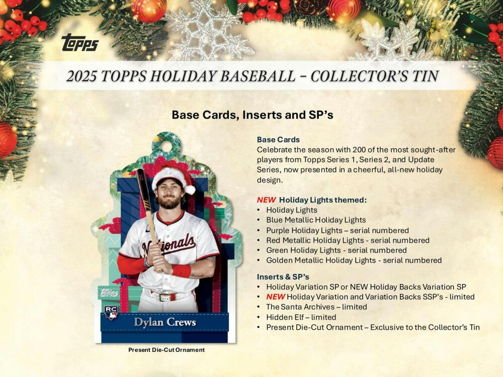 2025 Topps Holiday Baseball Tin Ornament Image 6