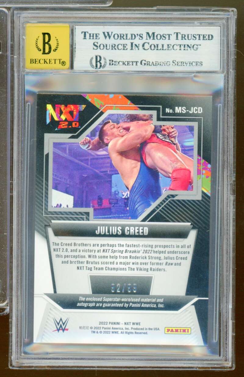 Julius Creed Rookie 2022 Panini WWE NXT memorabilia Signatures #MSJCD BGS 8.5 Image 2