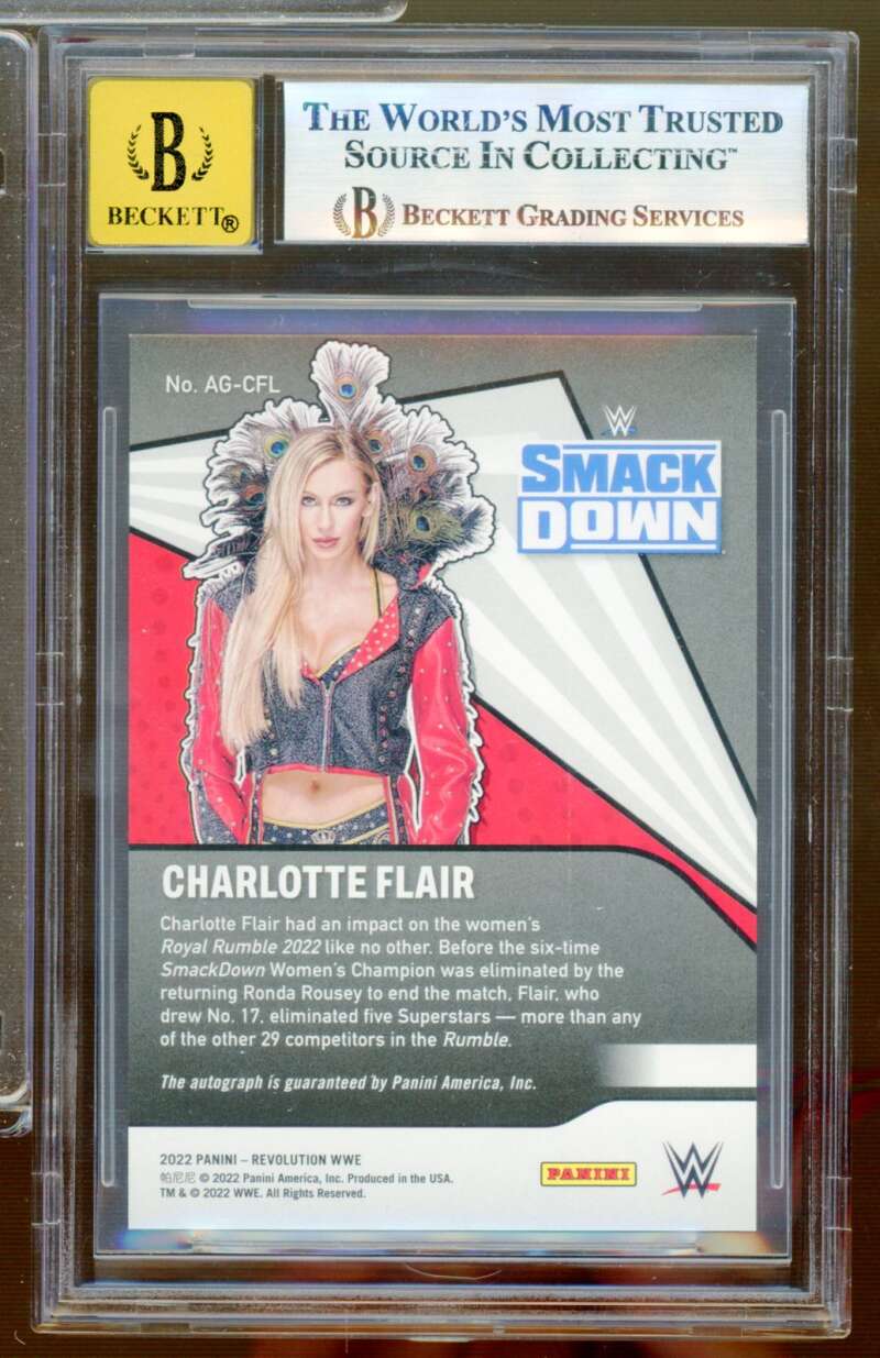 Charlotte Flair 2022 Revolution WWE Autographs (pop 1) #AGCLF BGS 9 Image 2