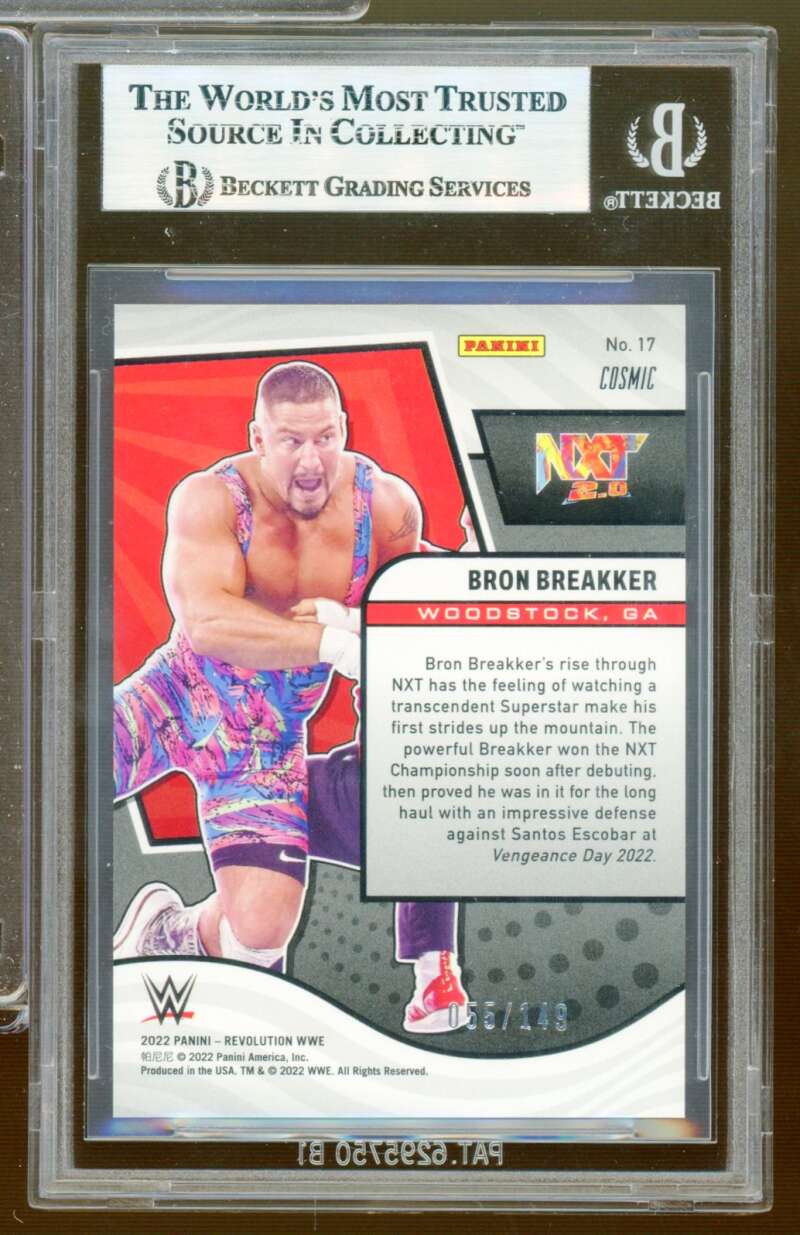 Bron Breakker Rookie Card 2022 Revolution WWE Cosmic (pop 1) #17 BGS 9 Image 2