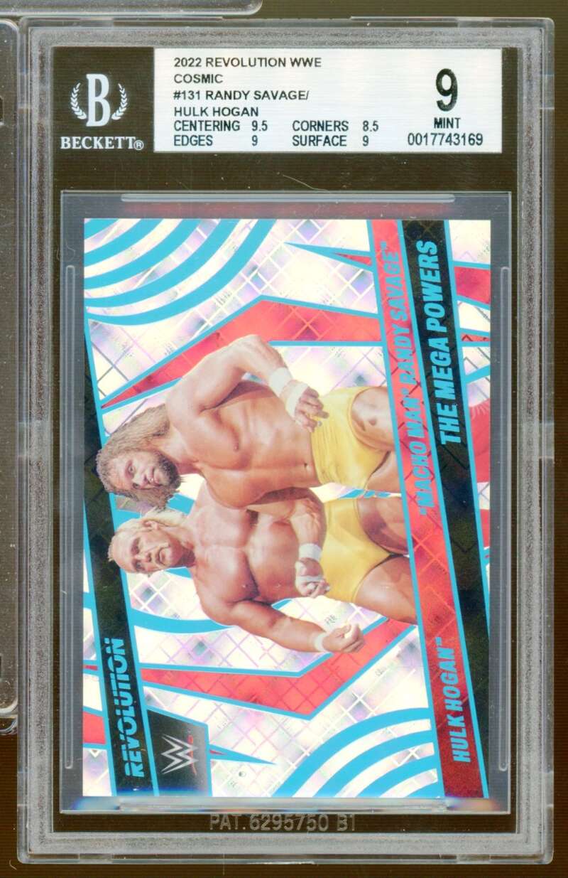 Randy Savage/Hulk Hogan Card 2022 Revolution WWE Cosmic (pop 1) #131 BGS 9 Image 1