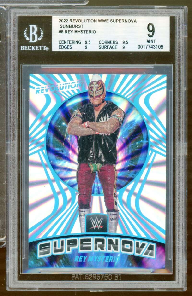 Rey Mysterio Card 2022 Recolution WWE Supernova Sunburst (pop 1) #8 BGS 9 Image 1