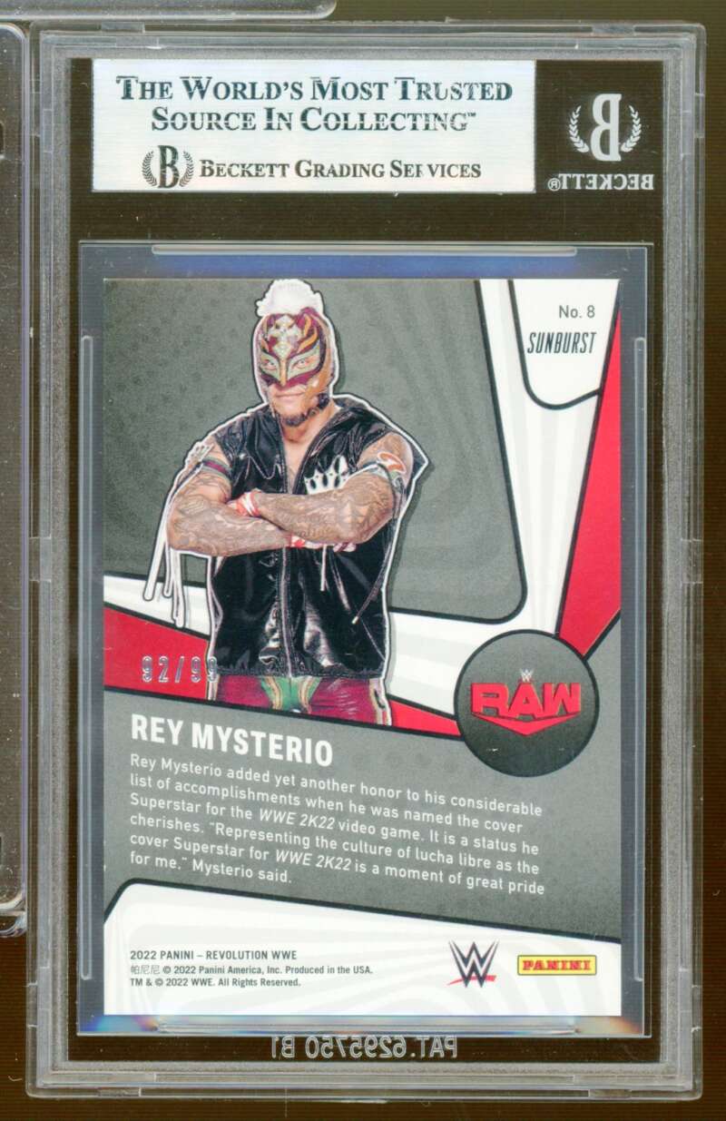 Rey Mysterio Card 2022 Recolution WWE Supernova Sunburst (pop 1) #8 BGS 9 Image 2