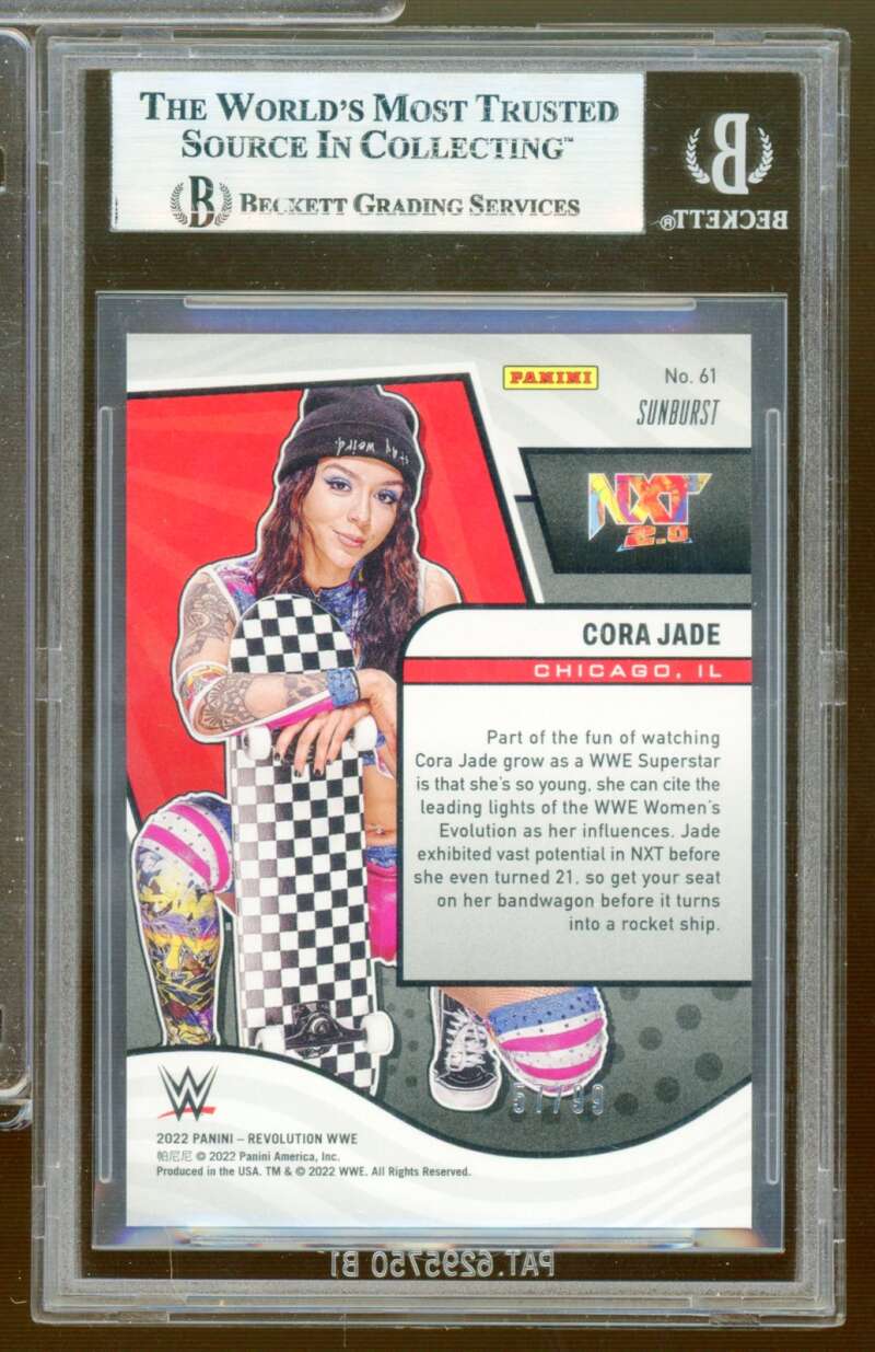 Cora Jade Rookie Card 2022 Revolution WWE Sunburst (pop 1) #1 BGS 9 Image 2