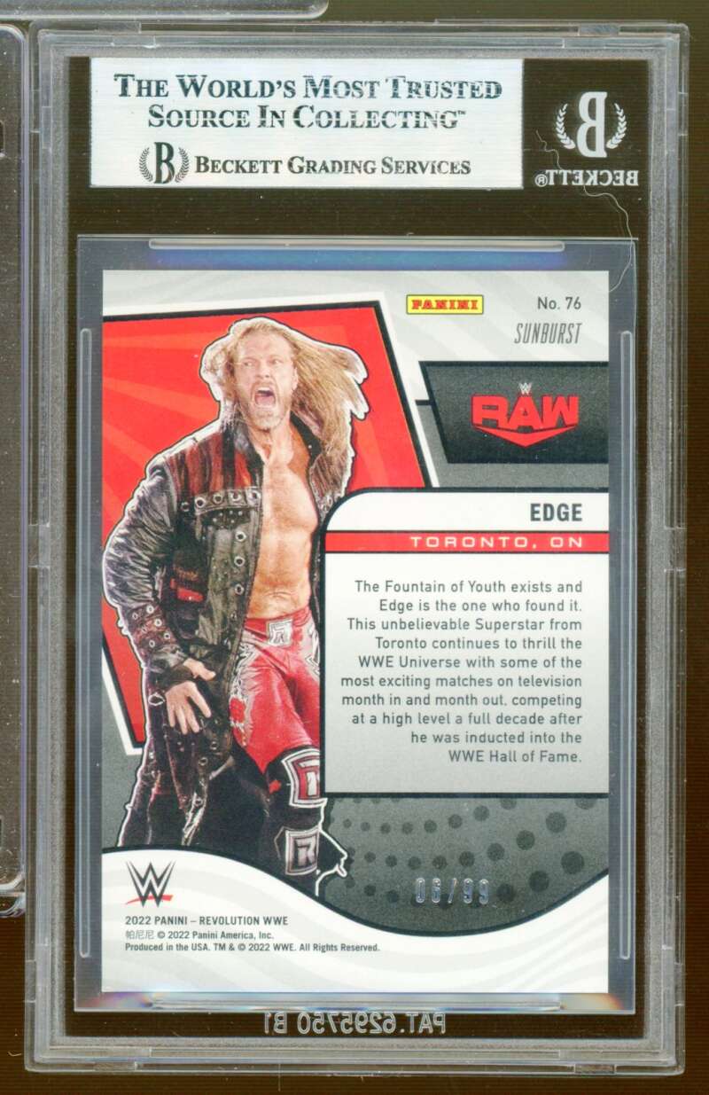 Edge Card 2022 Revolution WWE Sunburst (pop 1) #78 BGS 8.5 Image 2