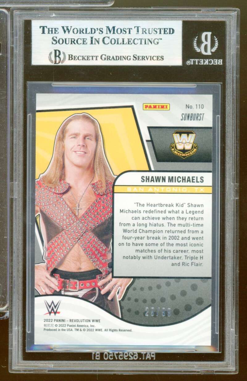 Shawn Michaels Card 2022 Revolution WWE Sunburst (pop 1) #110 BGS 9 Image 2