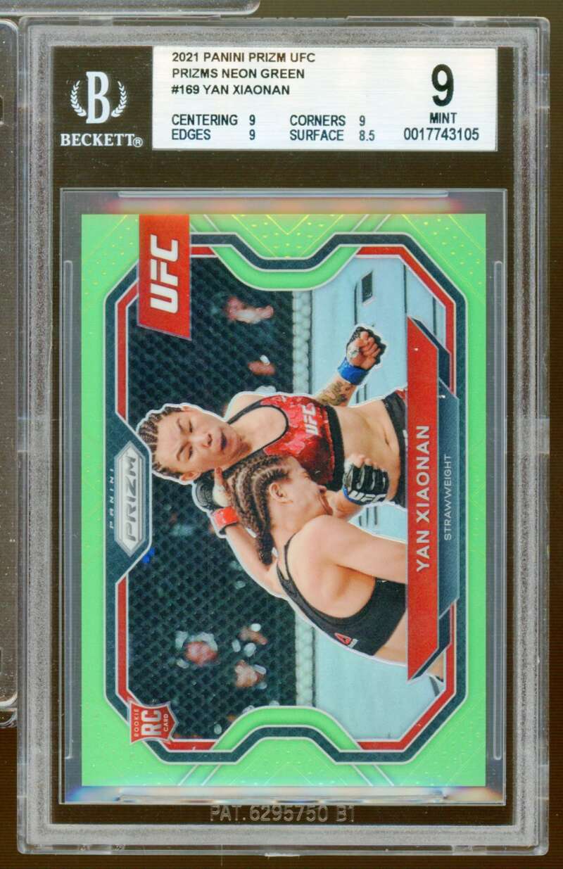 Yan Xiaonan Rookie 2021 Panini Prizm UFC Prizms neon Green (pop 1) #169 BGS 9 Image 1