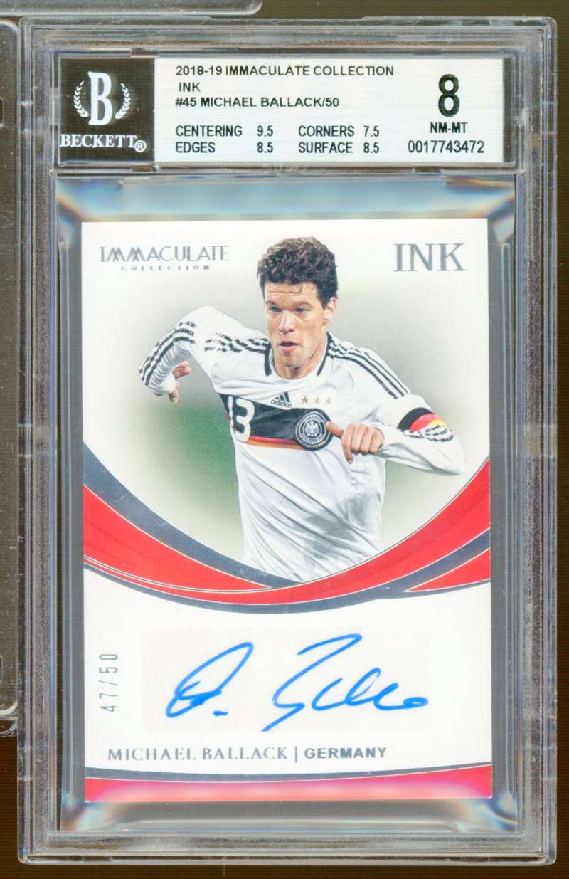 Michael Ballack Card 2018-19 Immaculate Collection Ink (pop 1) #45 BGS 8 Image 1
