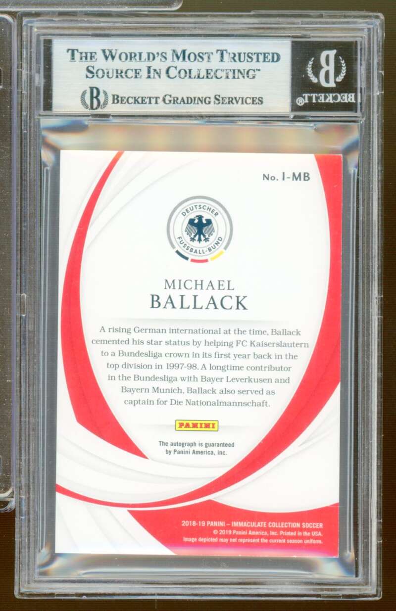Michael Ballack Card 2018-19 Immaculate Collection Ink (pop 1) #45 BGS 8 Image 2