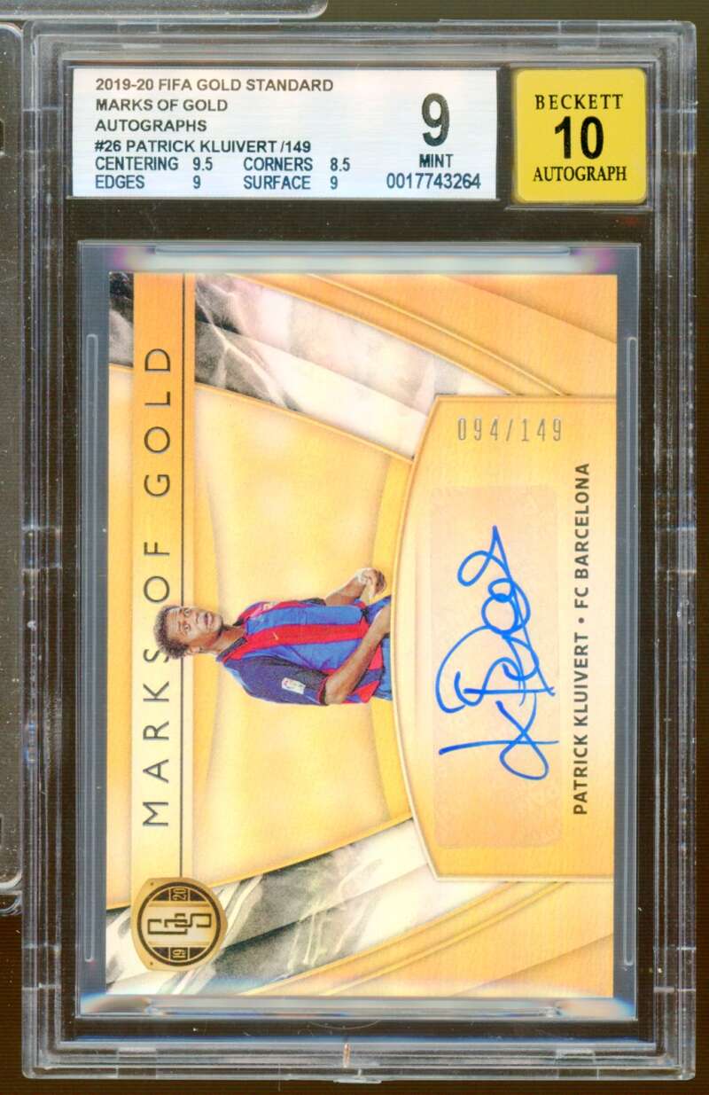 Patrick Kluivert 2019-20 Fifa Gold Standard Marks Of Gold Autographs #26 BGS 9 Image 1