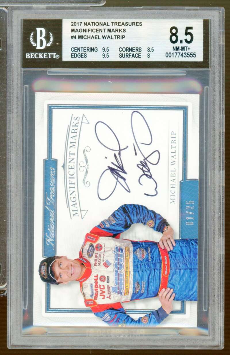Michael Waltrip 2017 National Treasures Magnificent Marks #4 (#d 1/25) BGS 8.5 Image 1
