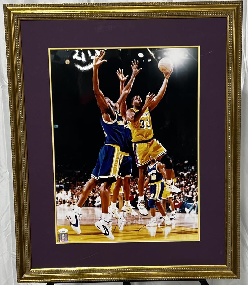 Magic Irving Johnson Autographed Signed 23x28 Poster JSA Authentic Image 2