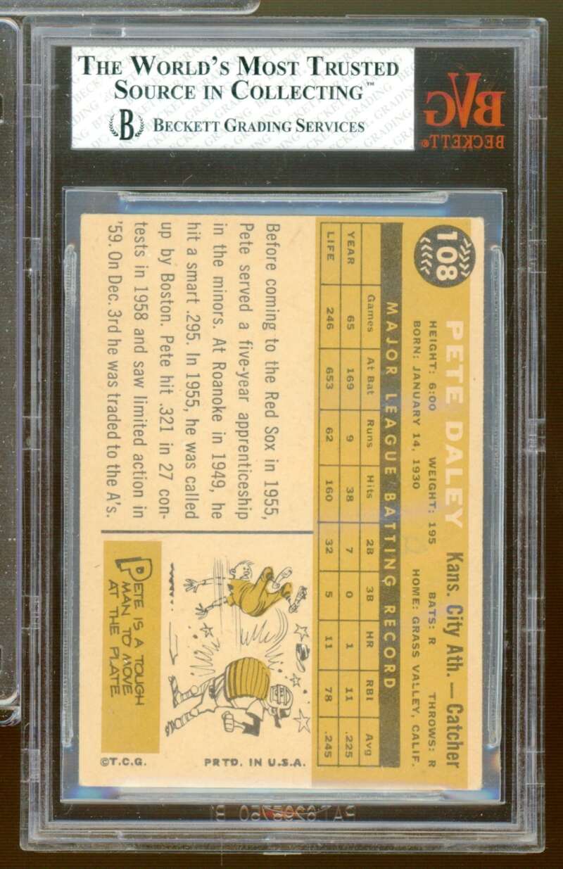 Pete Daley Card 1960 Topps #108 BGS BVG 5 Image 2