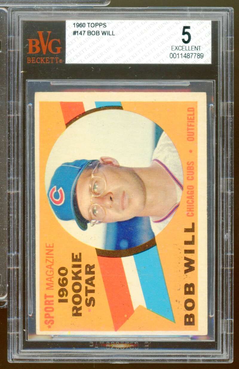 Bob Will Rookie Card 1960 Topps #147 BGS BVG 5 Image 1