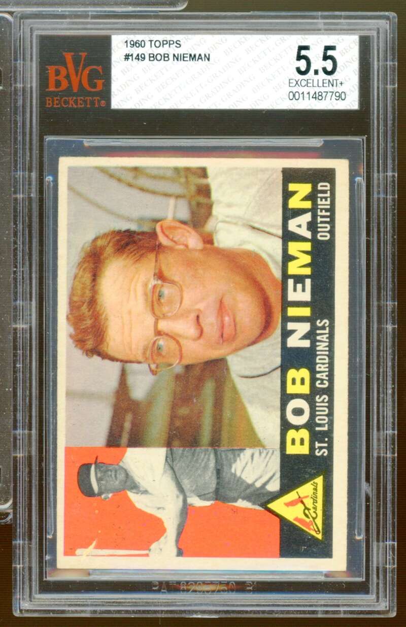 Bob Nieman Card 1960 Topps #149 BGS BVG 5.5 Image 1