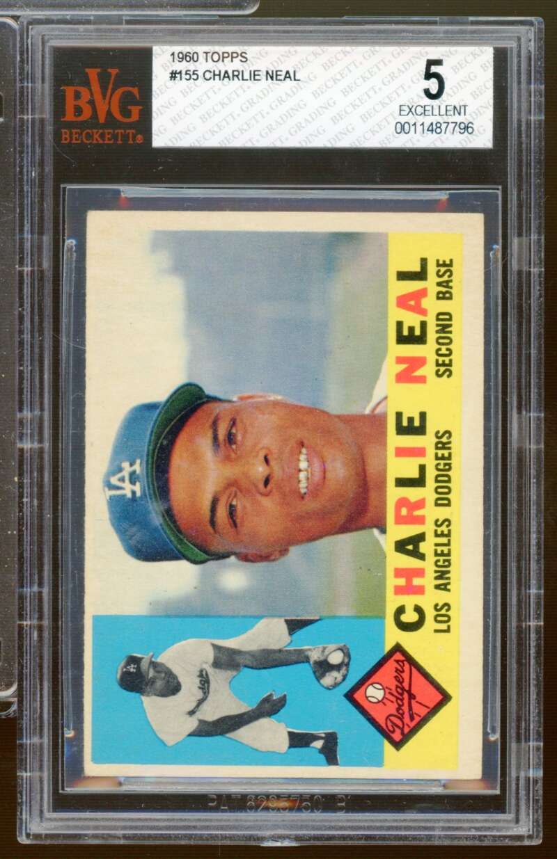Charlie Neal Card 1960 Topps #155 BGS BVG 5 Image 1