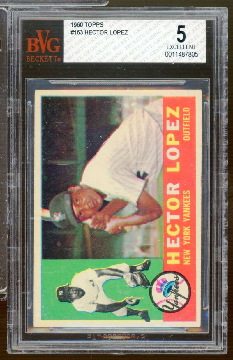 Hector Lopez Card 1960 Topps #163 BGS BVG 5 Image 1