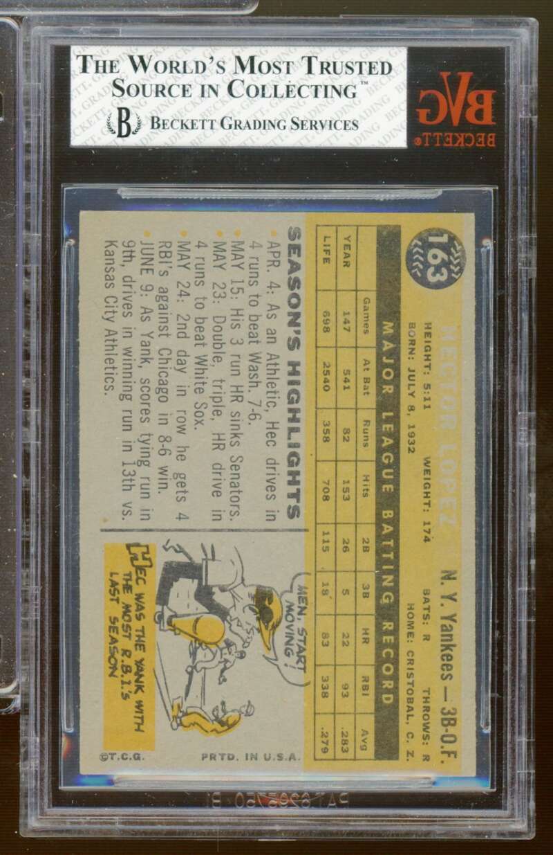 Hector Lopez Card 1960 Topps #163 BGS BVG 5 Image 2