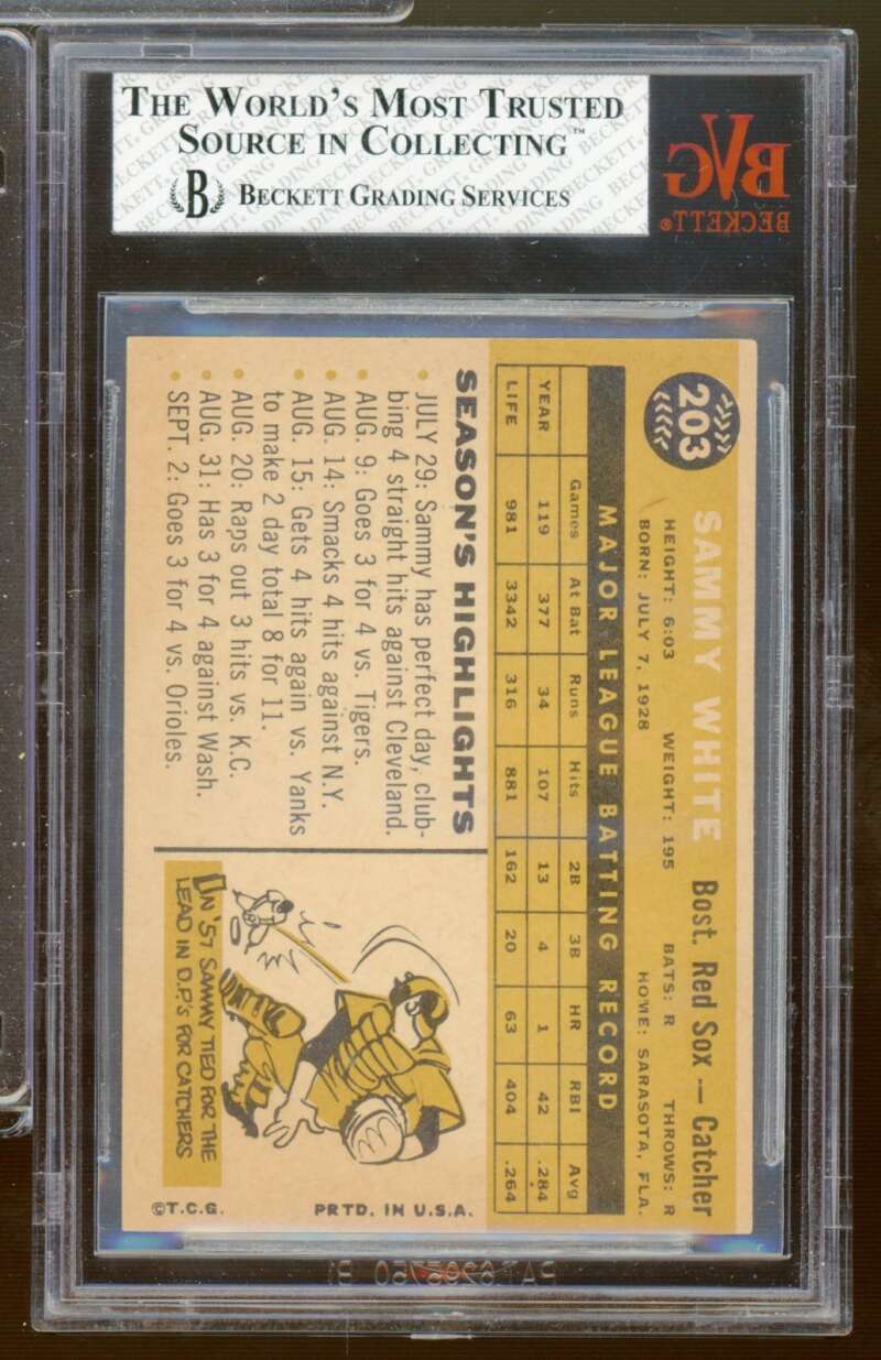 Sammy White Card 1960 Topps #203 BGS BVG 5.5 Image 2