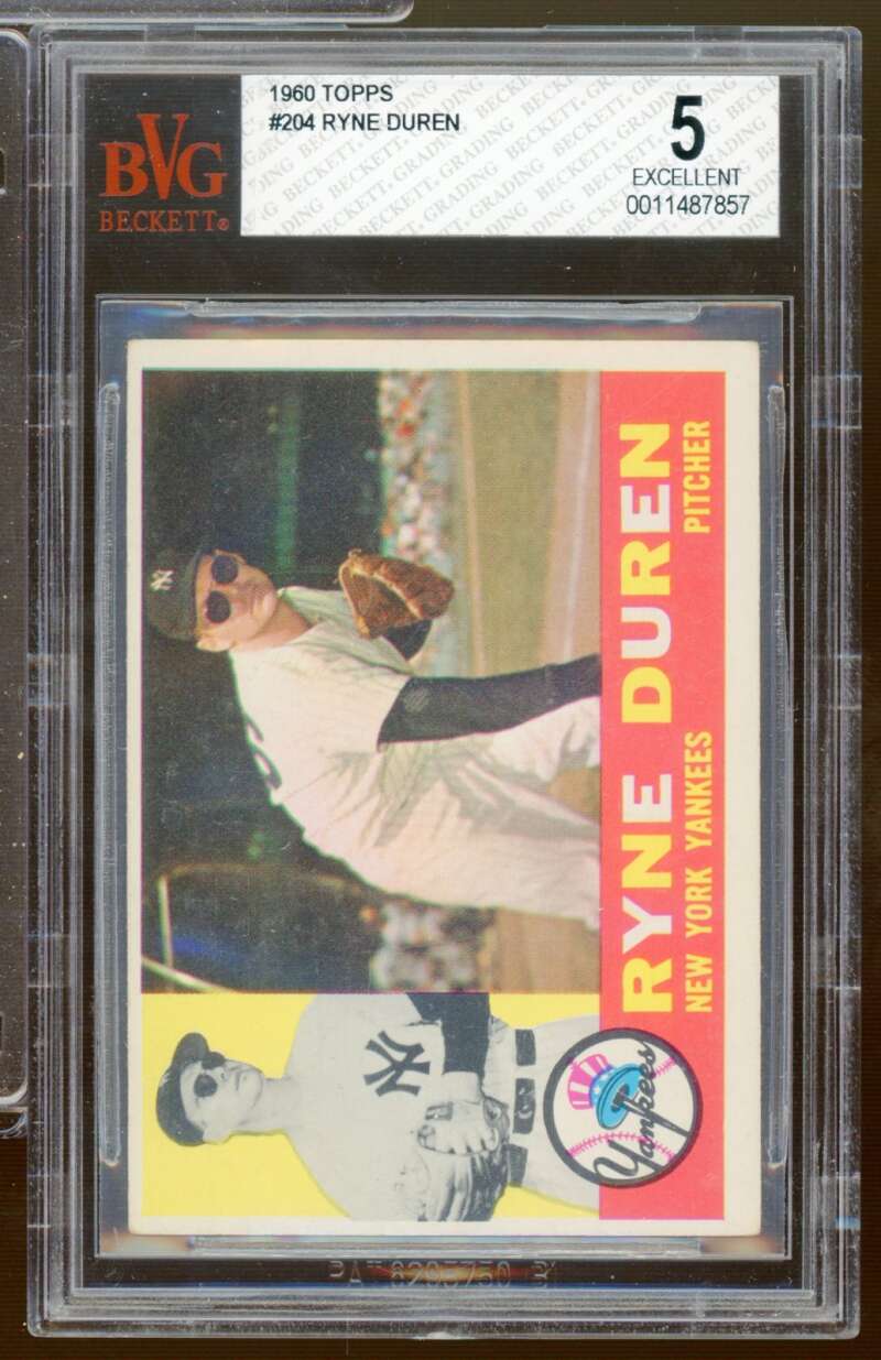 Ryne Duren Card 1960 Topps #204 BGS BVG 5 Image 1