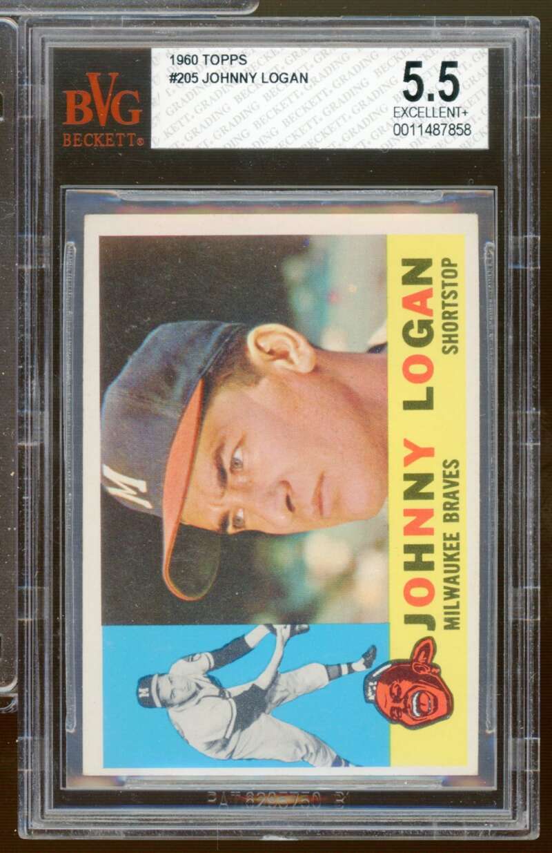 Johnny Logan Card 1960 Topps #205 BGS BVG 5.5 Image 1