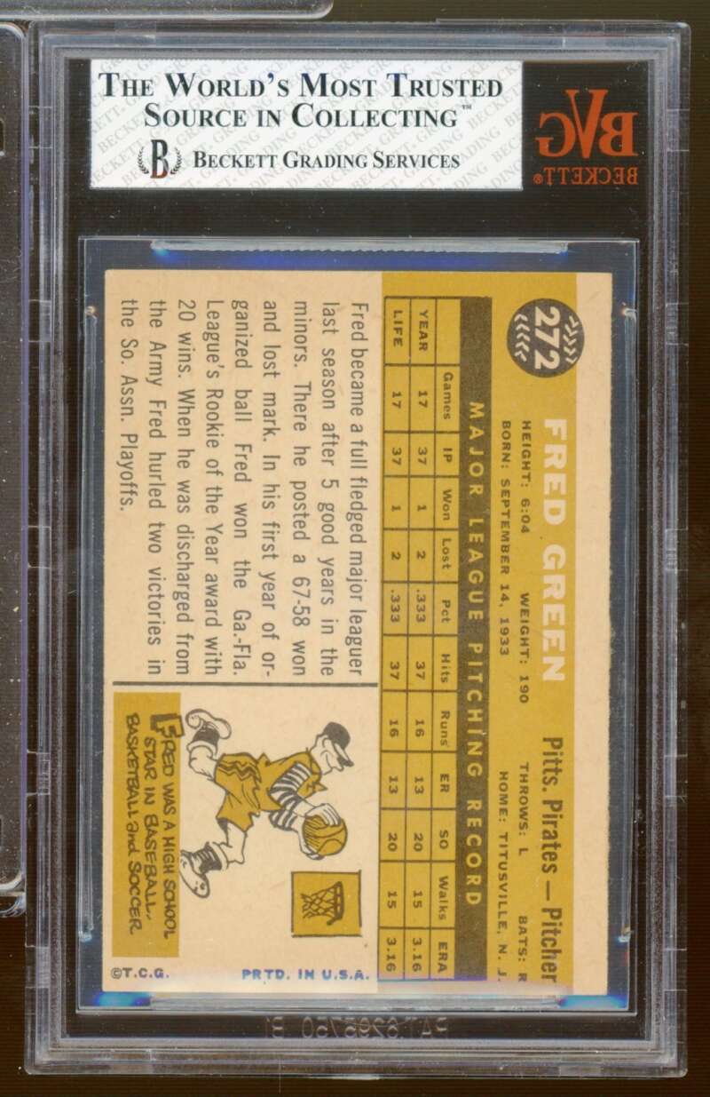 Fred Green Rookie Card 1960 Topps #272 BGS BVG 5.5 Image 2