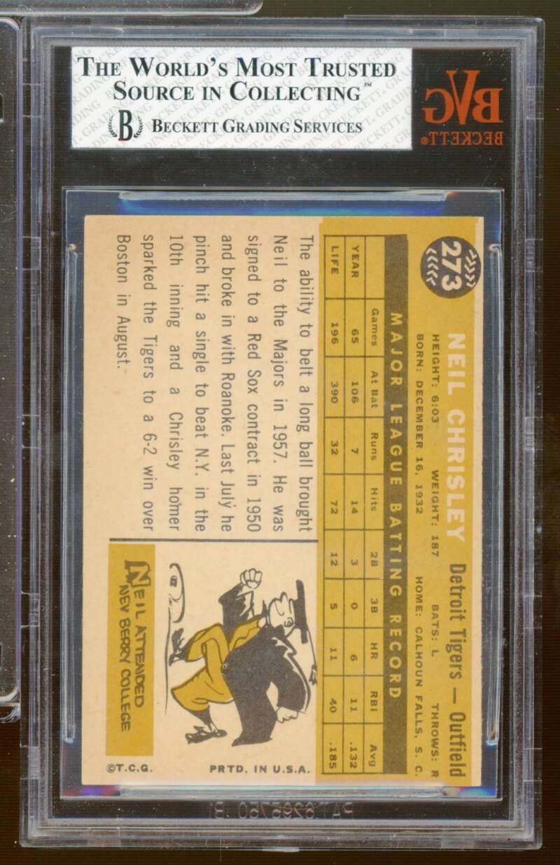 Neil Chrisley Card 1960 Topps #273 BGS BVG 4.5 Image 2