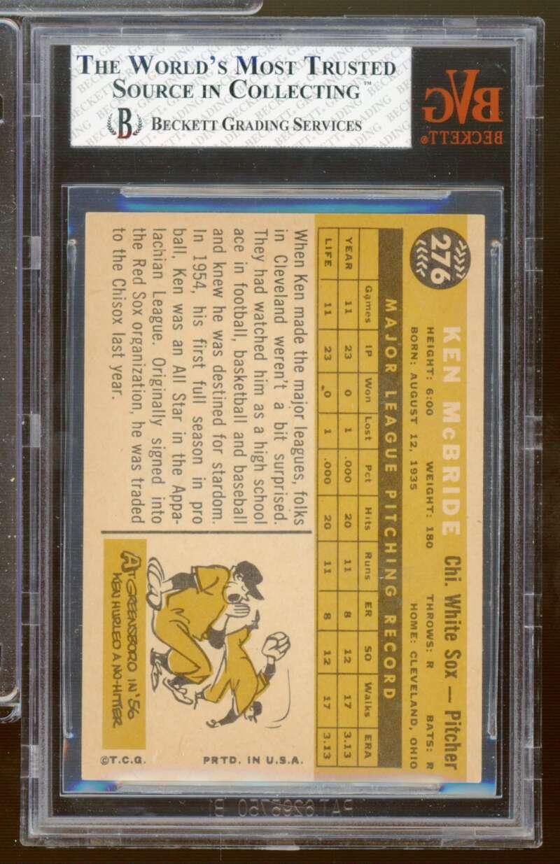 Ken McBride Card 1960 Topps #276 BGS BVG 5 Image 2