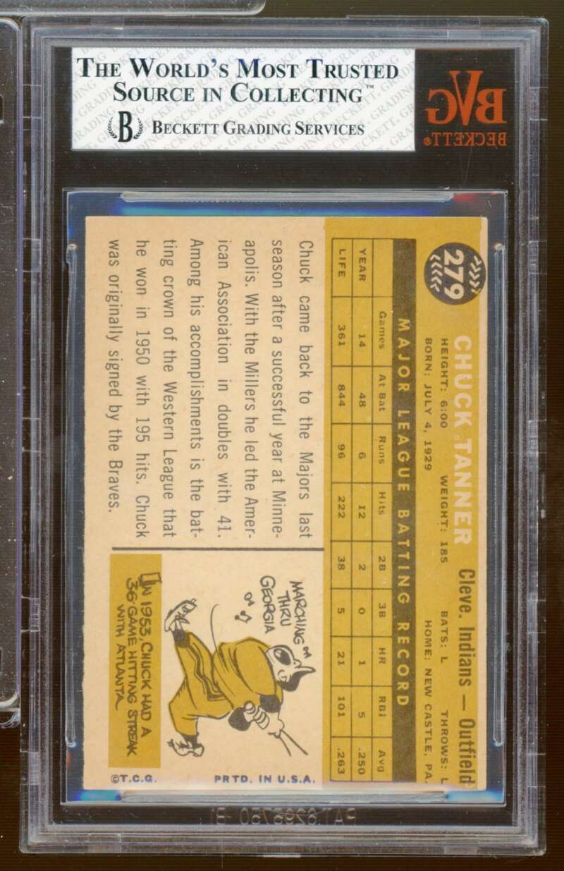 Chuck Tanner Card 1960 Topps #279 BGS BVG 5 Image 2