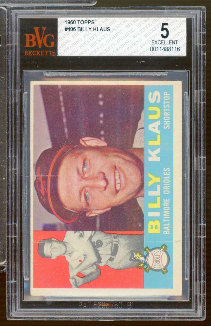 Billy Klaus Card 1960 Topps #406 BGS BVG 5 Image 1