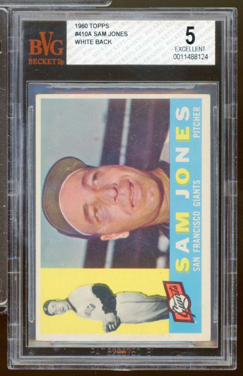 Sam Jones Card 1960 Topps #410A BGS BVG 5 (cracked holder) Image 1