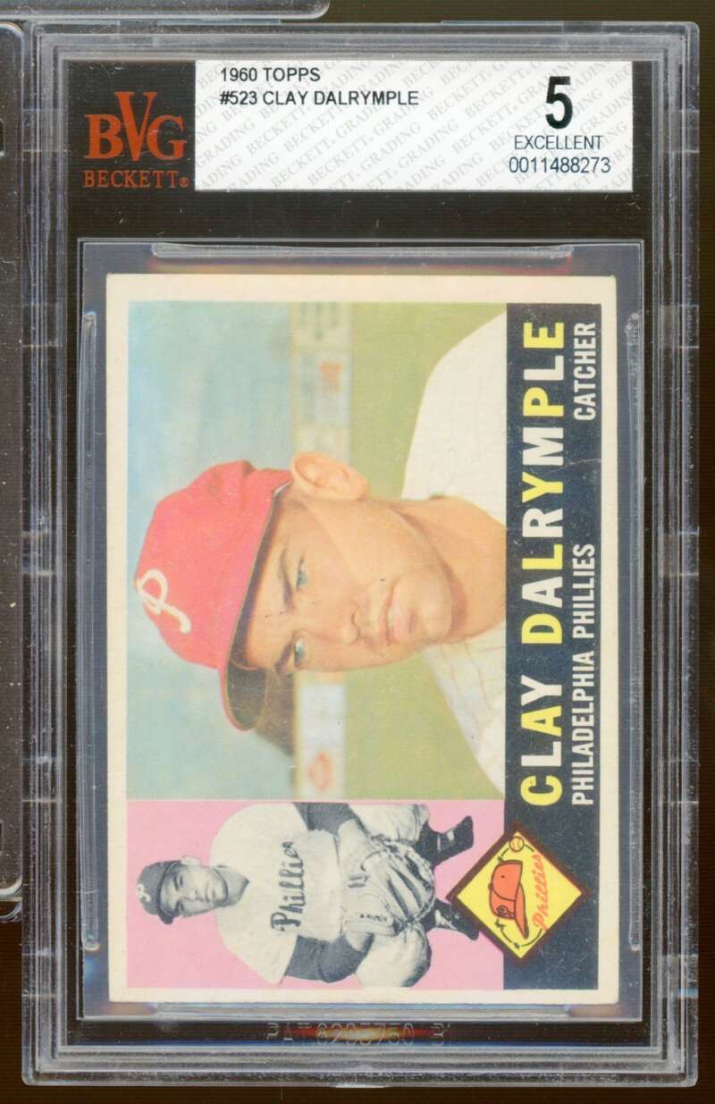 Clay Dalrymple Card 1960 Topps #523 BGS BVG 5 Image 1