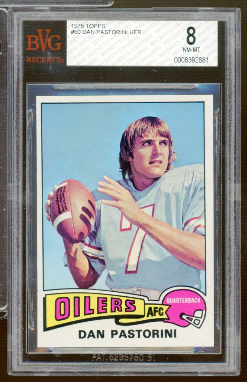 Dan Pastorini Card 1975 Topps #50 BGS BVG 8 Image 1