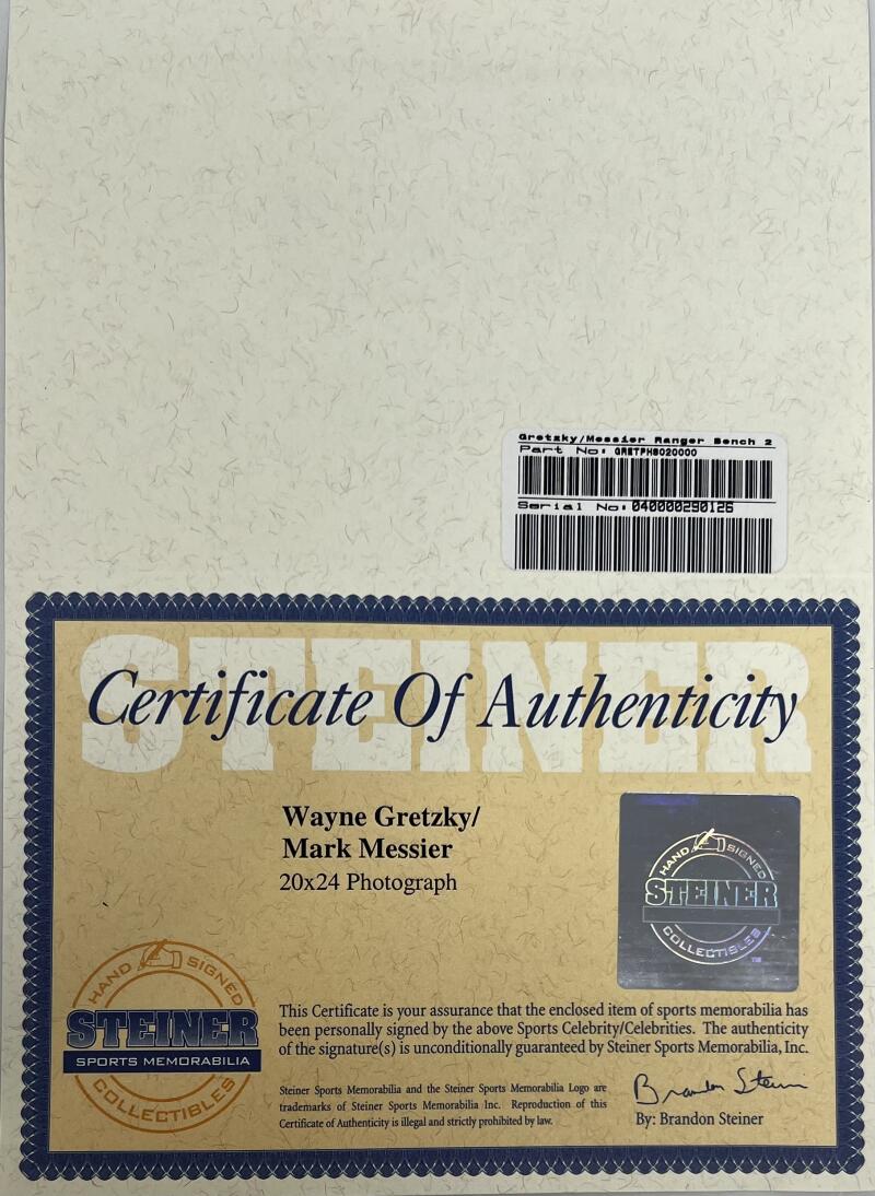 Wayne Gretzky  Mark Messier Autographed Signed 20x24 Photo Steiner Authentic COA Image 4