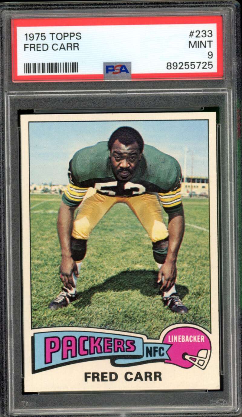 Fred Carr Card 1975 Topps #233 PSA 9 Image 1