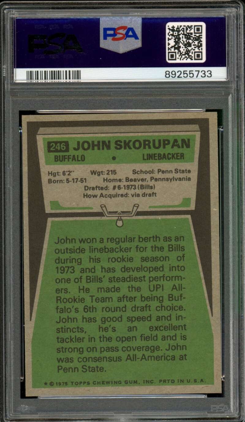 John Skorupan Card 1975 Topps #246 PSA 9 Image 2