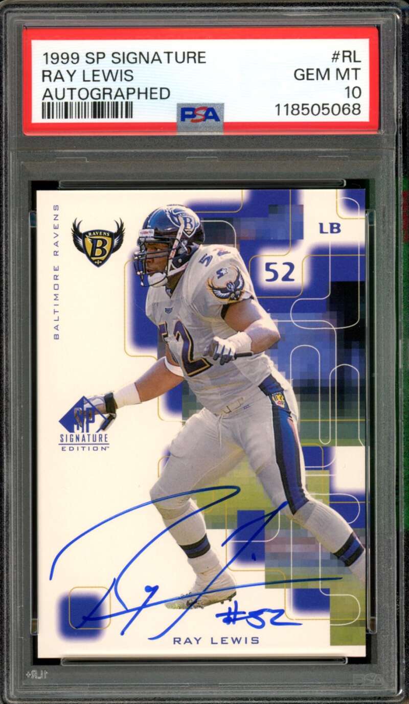 Ray Lewis Card 1999 SP Signature Autographed #RL PSA 10 Image 1