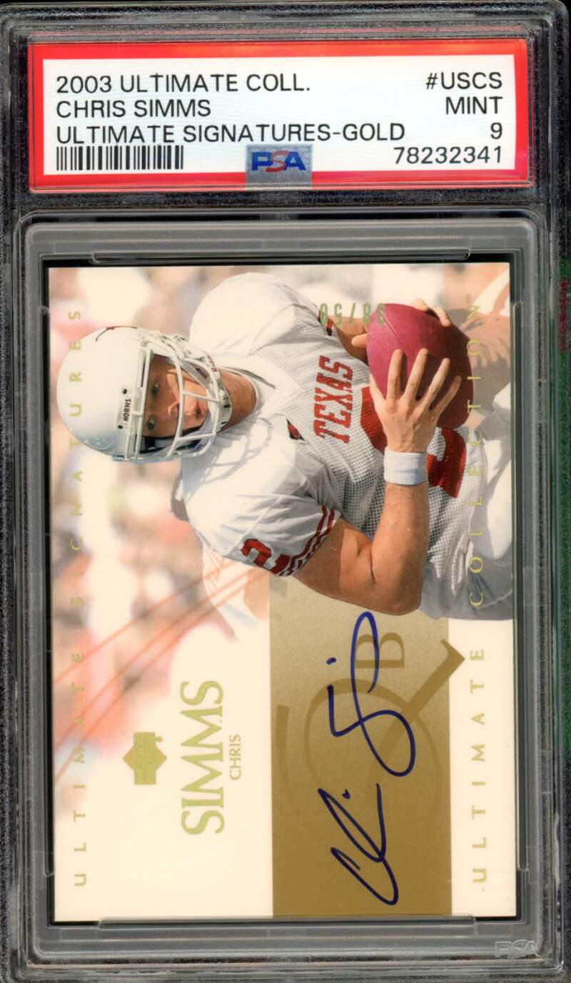 Chris Simms Rookie 2003 Ultimate Collection Signatures Gold (38/50) #USCS PSA 9 Image 1