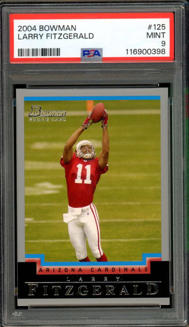 Larry Fitzgerald Rookie Card 2004 Bowman #125 PSA 9 Image 1